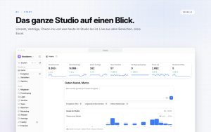 GymStack Startseite mit Kennzahlen zu Umsatz, Verträgen, Check-ins und Rücklastschriften